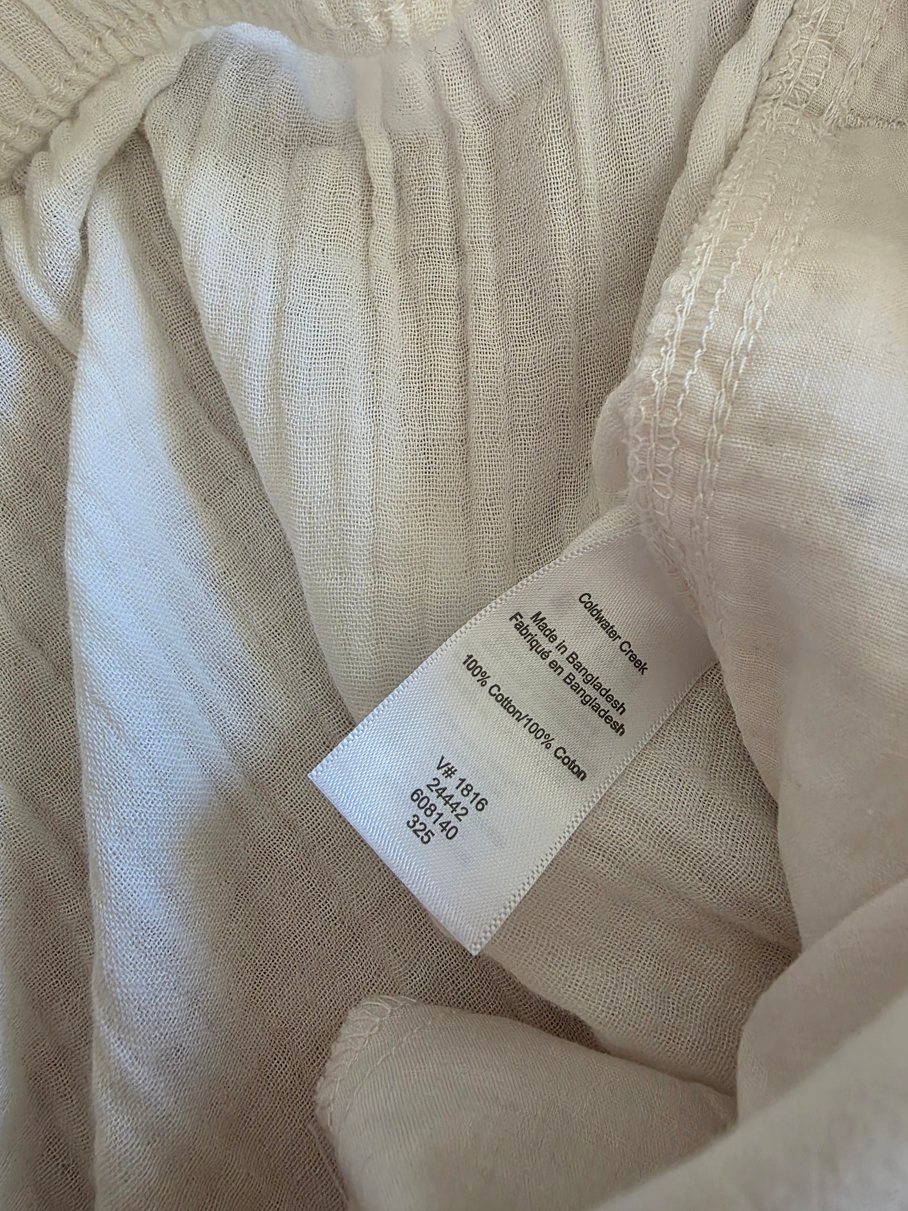 Cotton Gauze Wide Leg Pants (L)