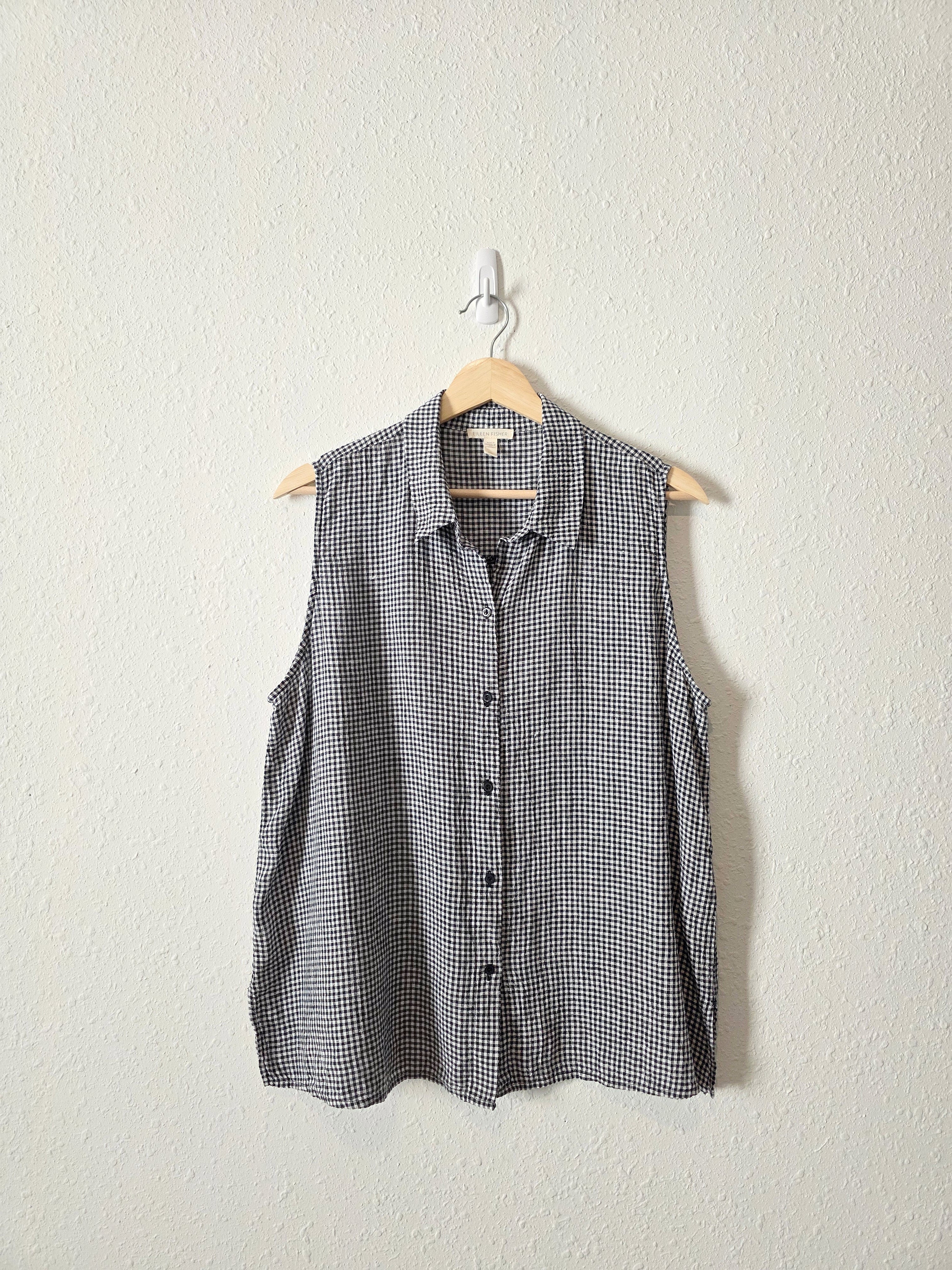 Eileen Fisher Gingham Linen Tank (M)