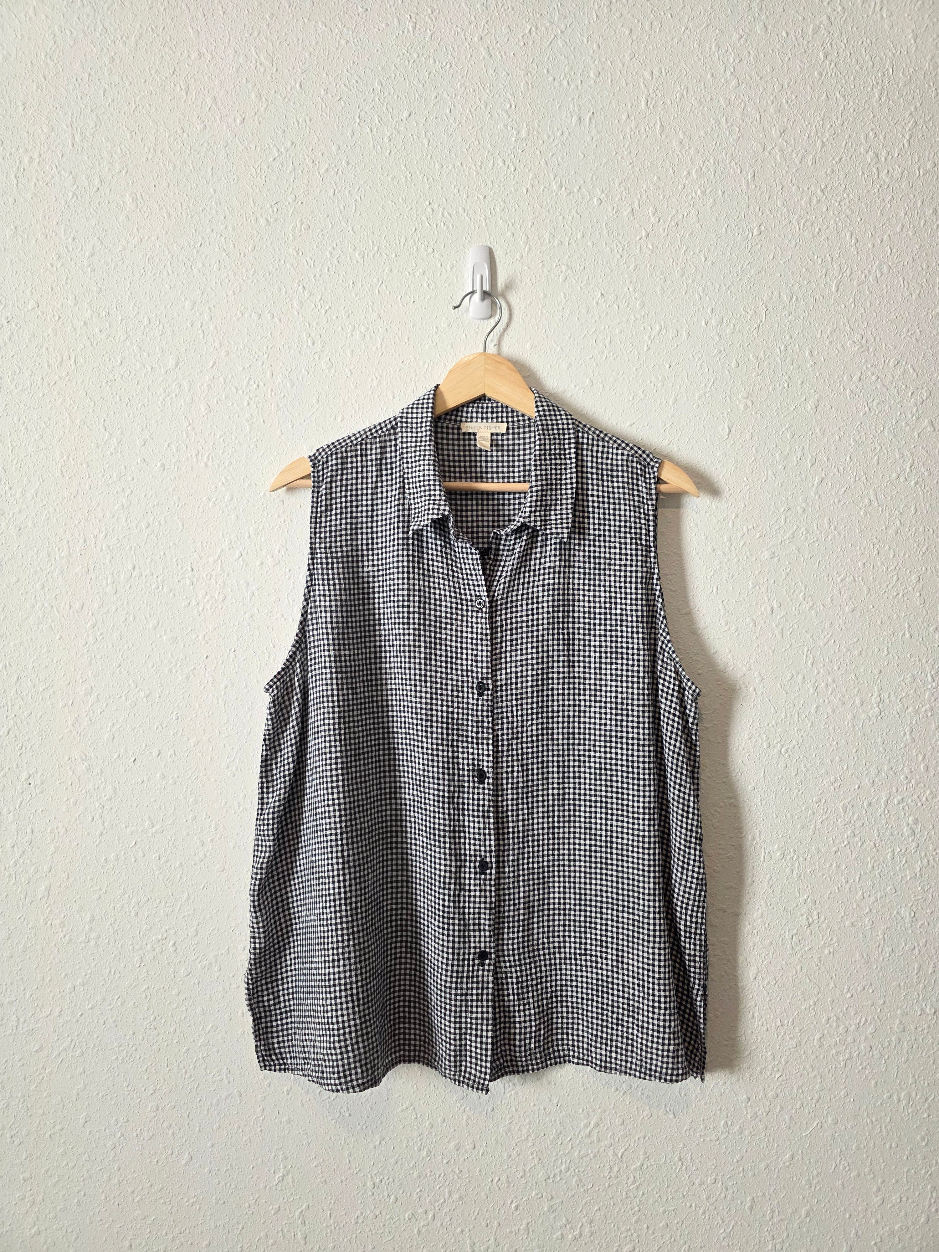 Eileen Fisher Gingham Linen Tank (M)