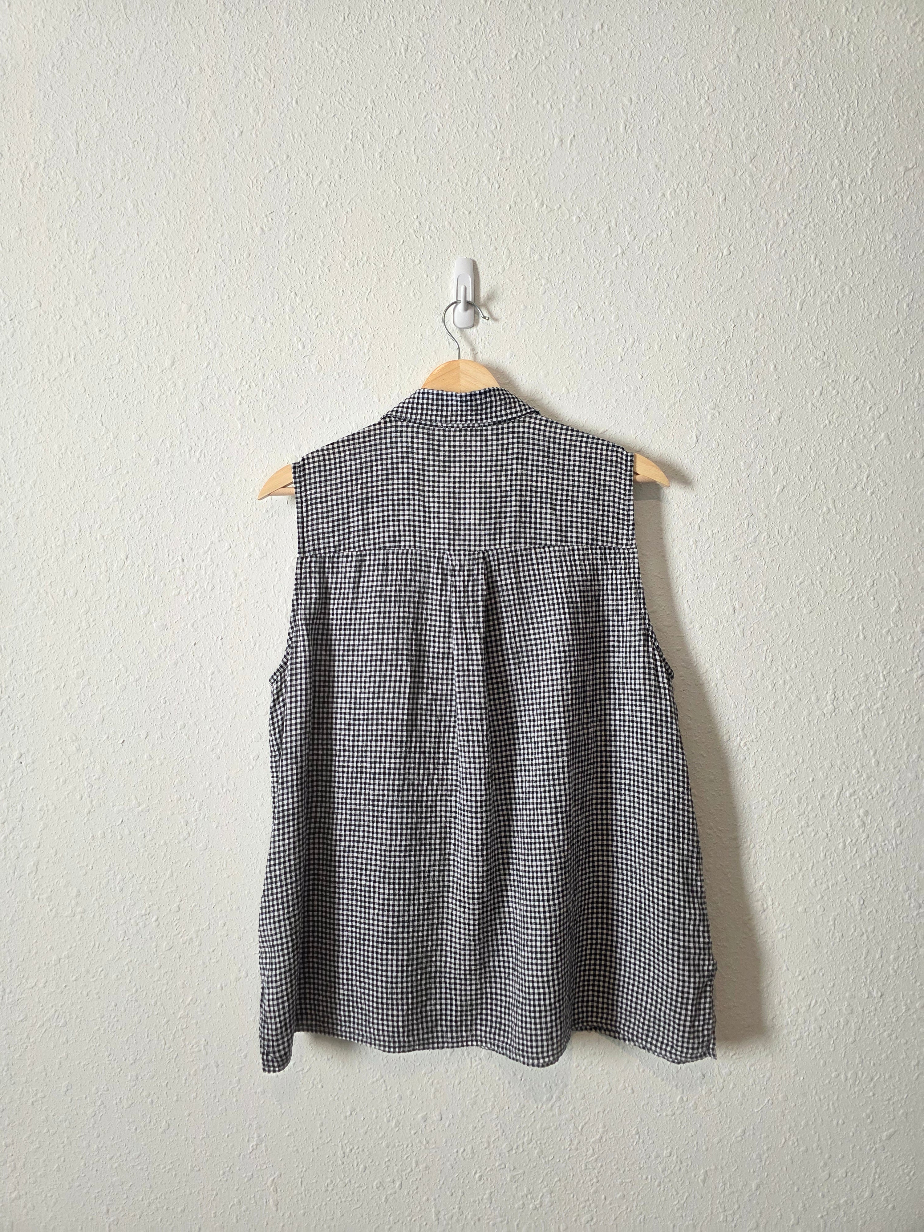 Eileen Fisher Gingham Linen Tank (M)
