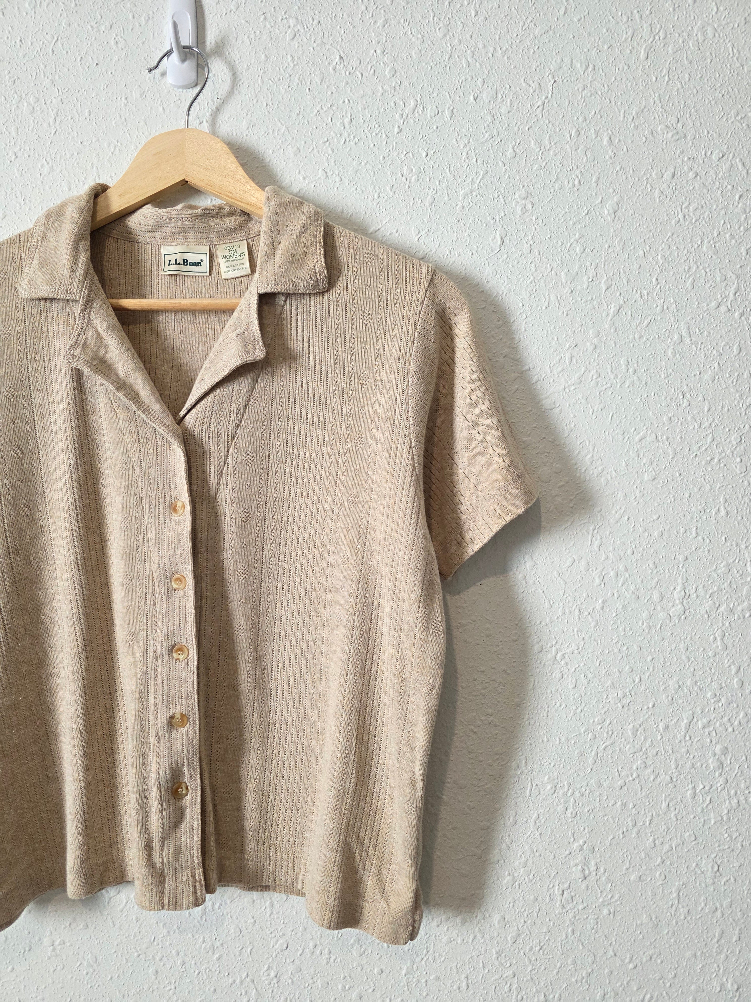 Vintage LL Bean Pointelle Button Up Top (S)