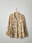 Strawberry Print Linen Button Up Shirt (M)