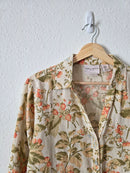 Strawberry Print Linen Button Up Shirt (M)