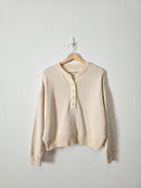 Cream Oversized Henley Sweatshirt (XS)