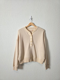 Cream Oversized Henley Sweatshirt (XS)