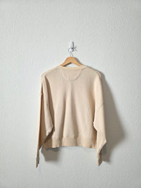 Cream Oversized Henley Sweatshirt (XS)