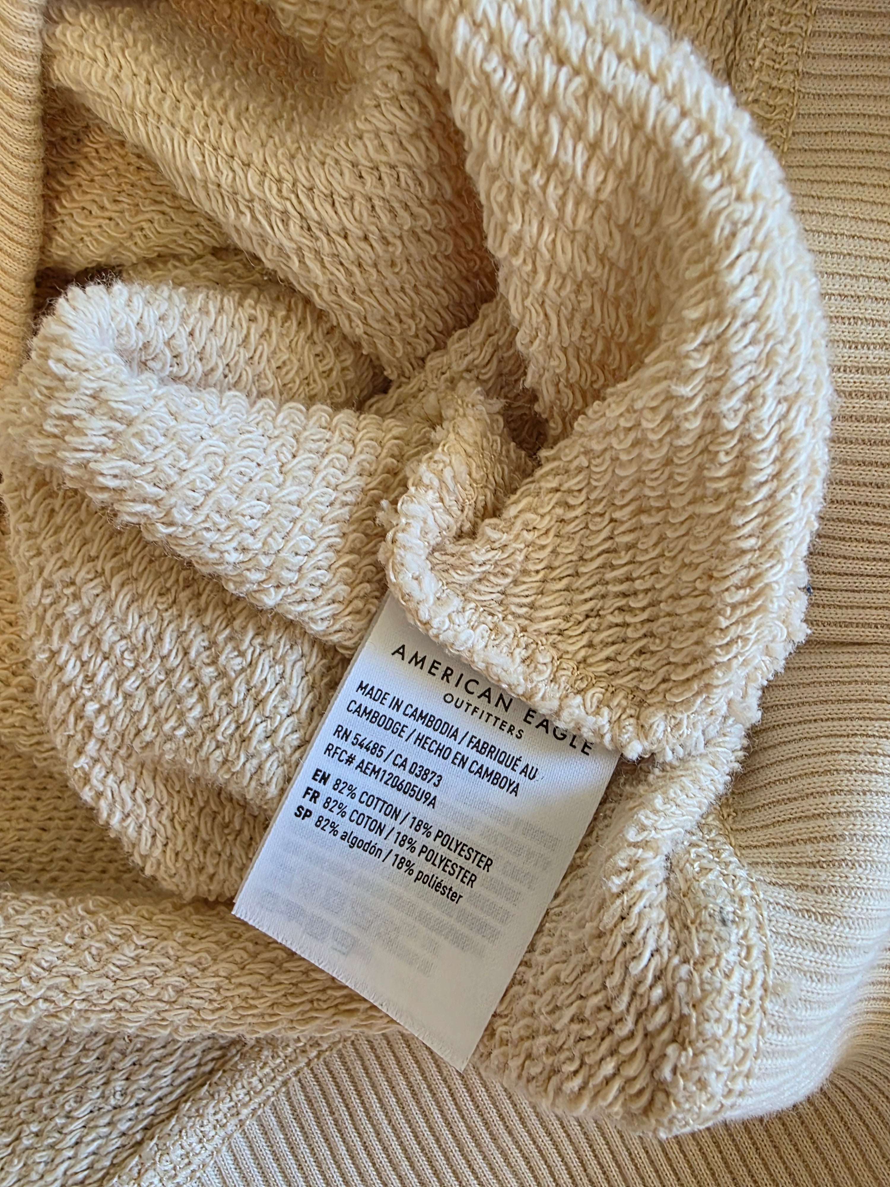 Cream Oversized Henley Sweatshirt (XS)
