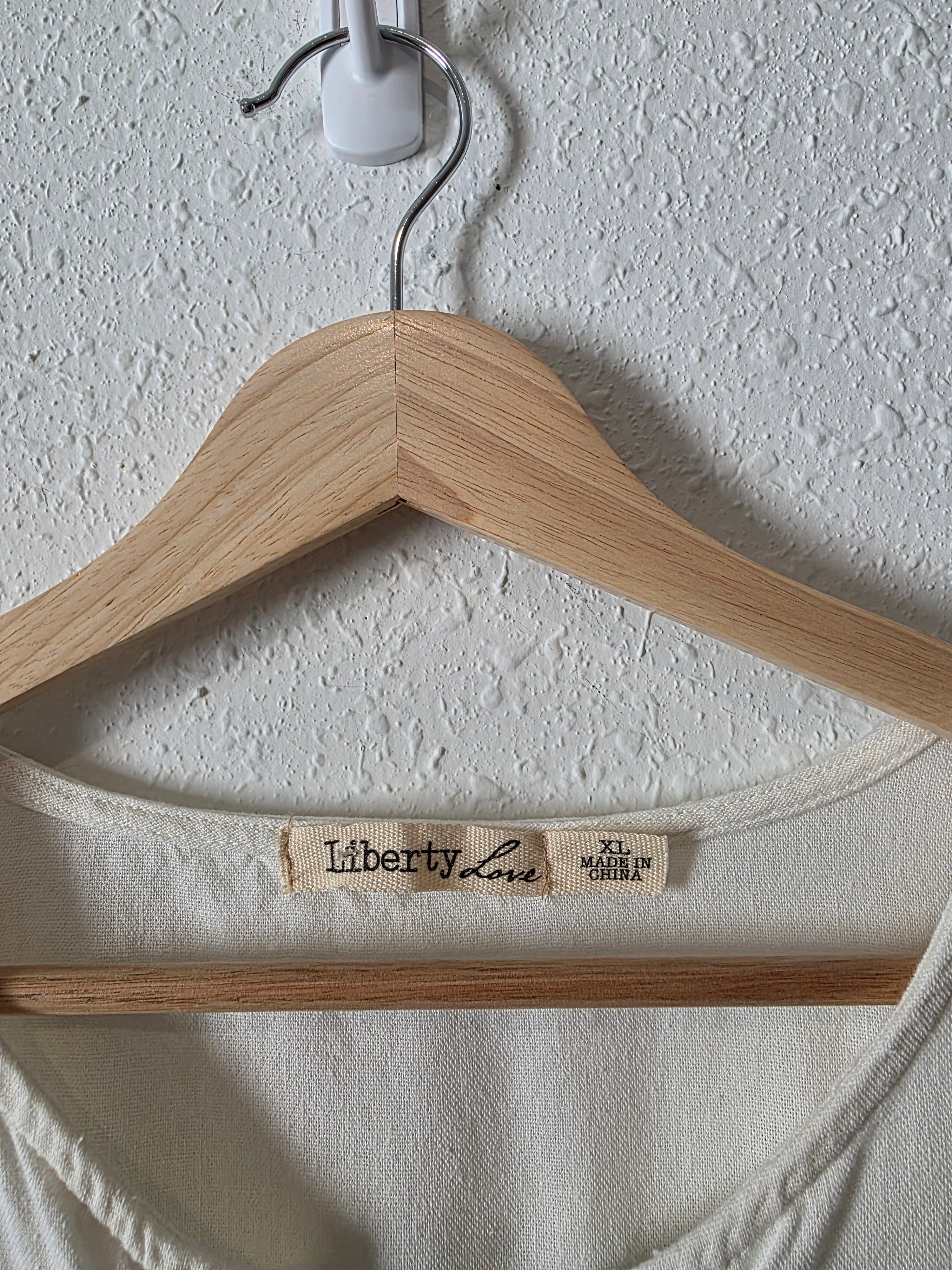 Linen Blend Tie Front Top (XL)
