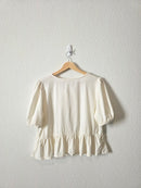 Linen Blend Tie Front Top (XL)