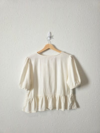 Linen Blend Tie Front Top (XL)
