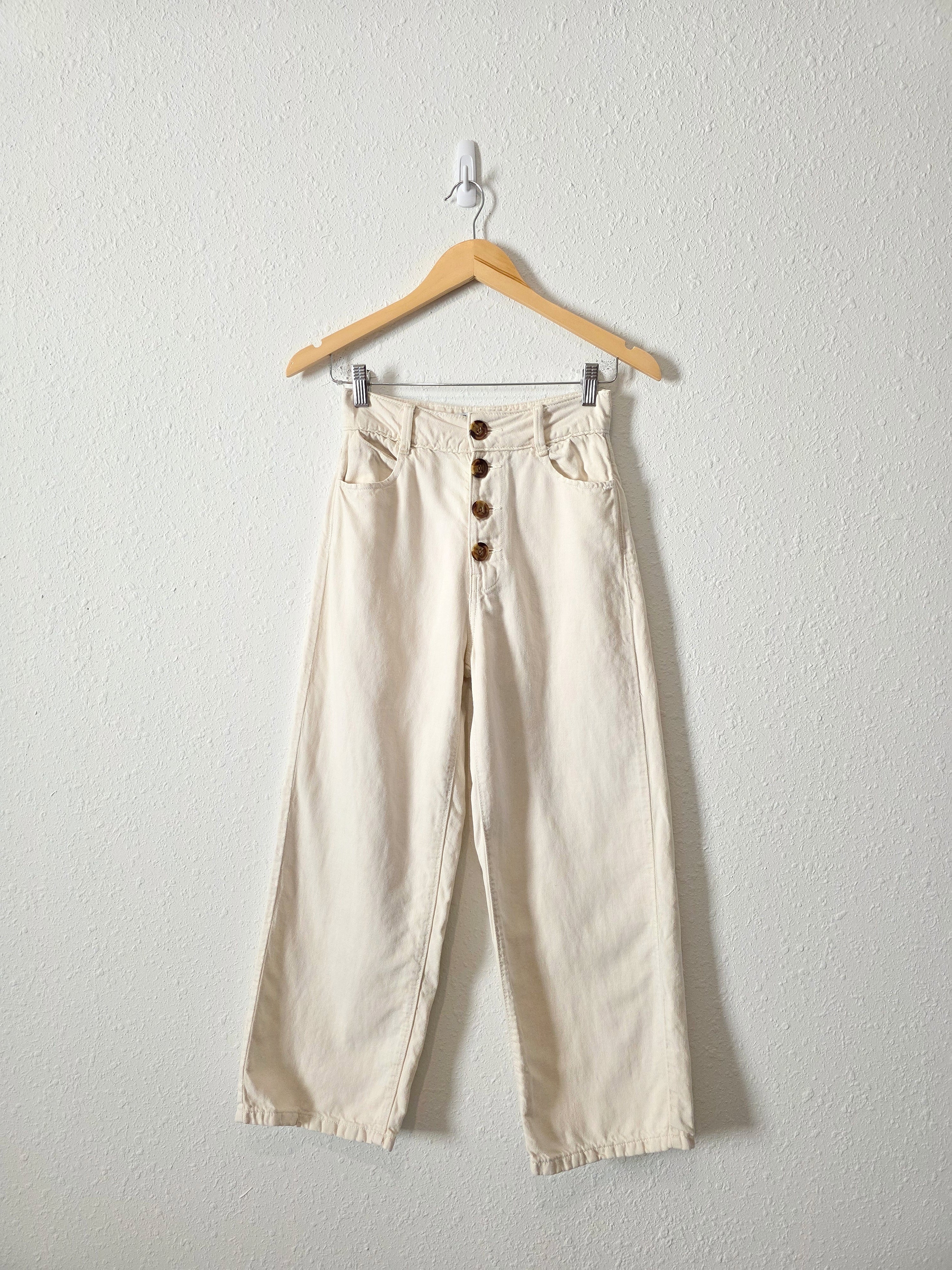 Zara Ecru Wide Leg Jeans (2)