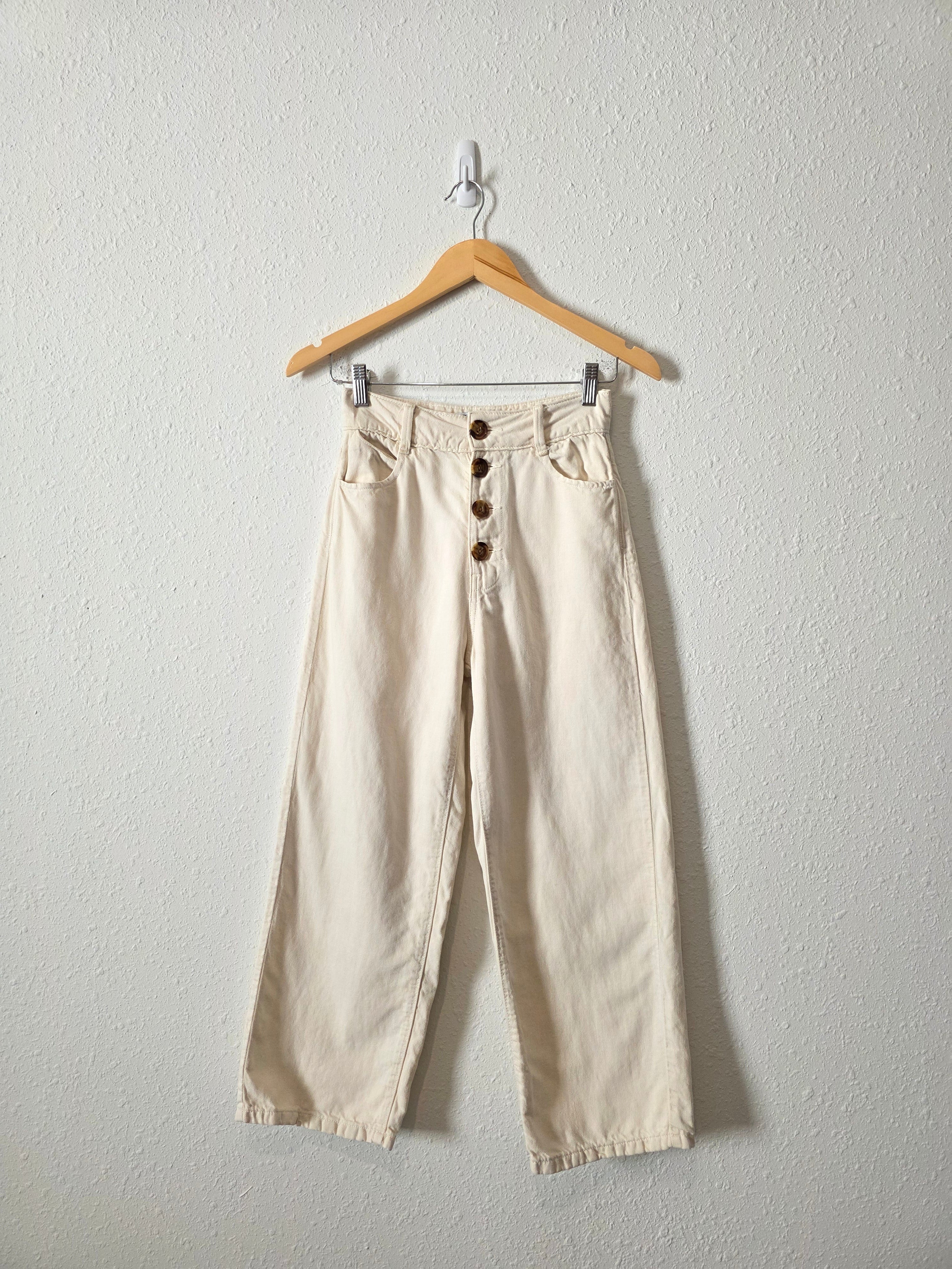 Zara Ecru Wide Leg Jeans (2)