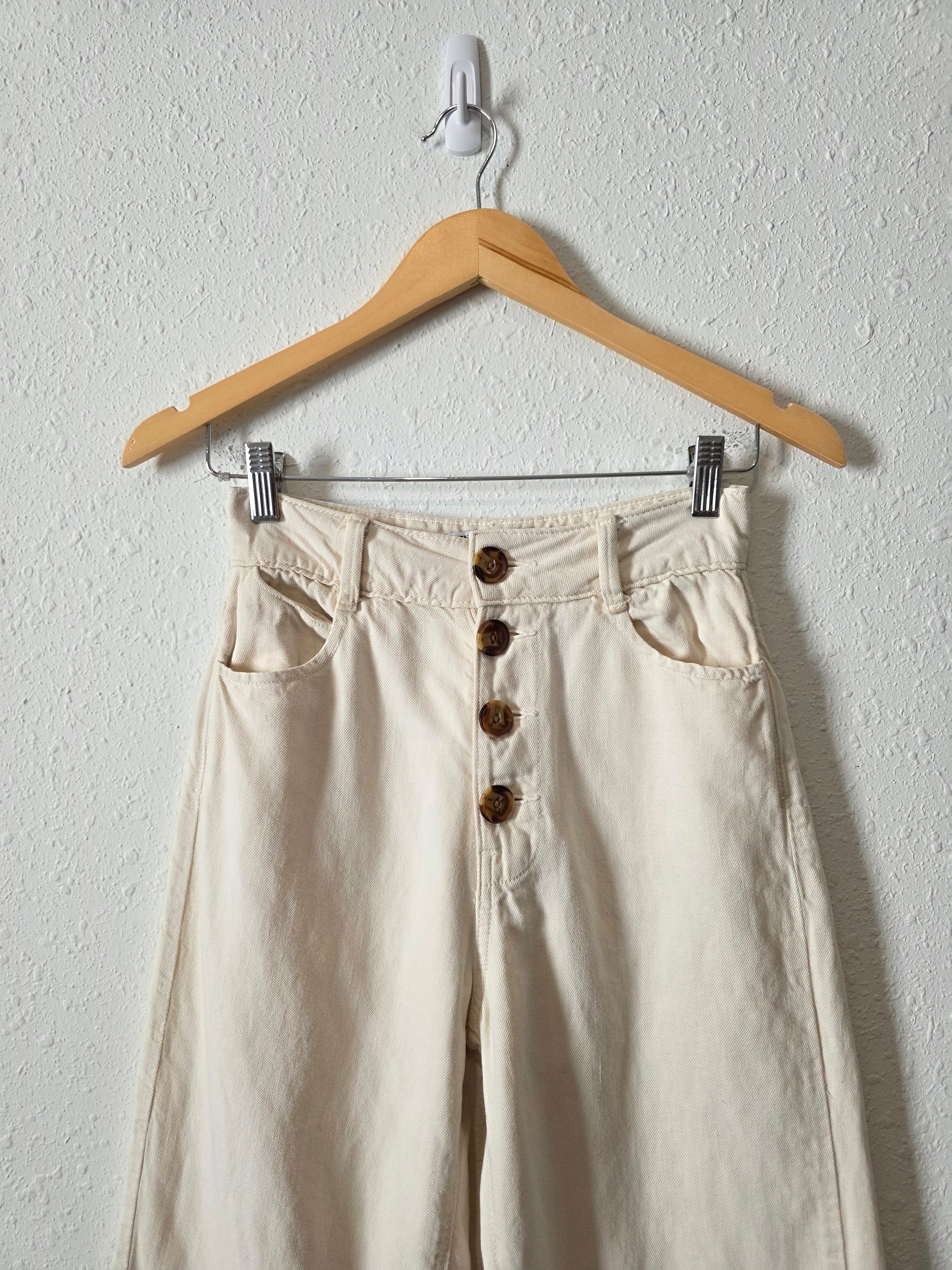 Zara Ecru Wide Leg Jeans (2)
