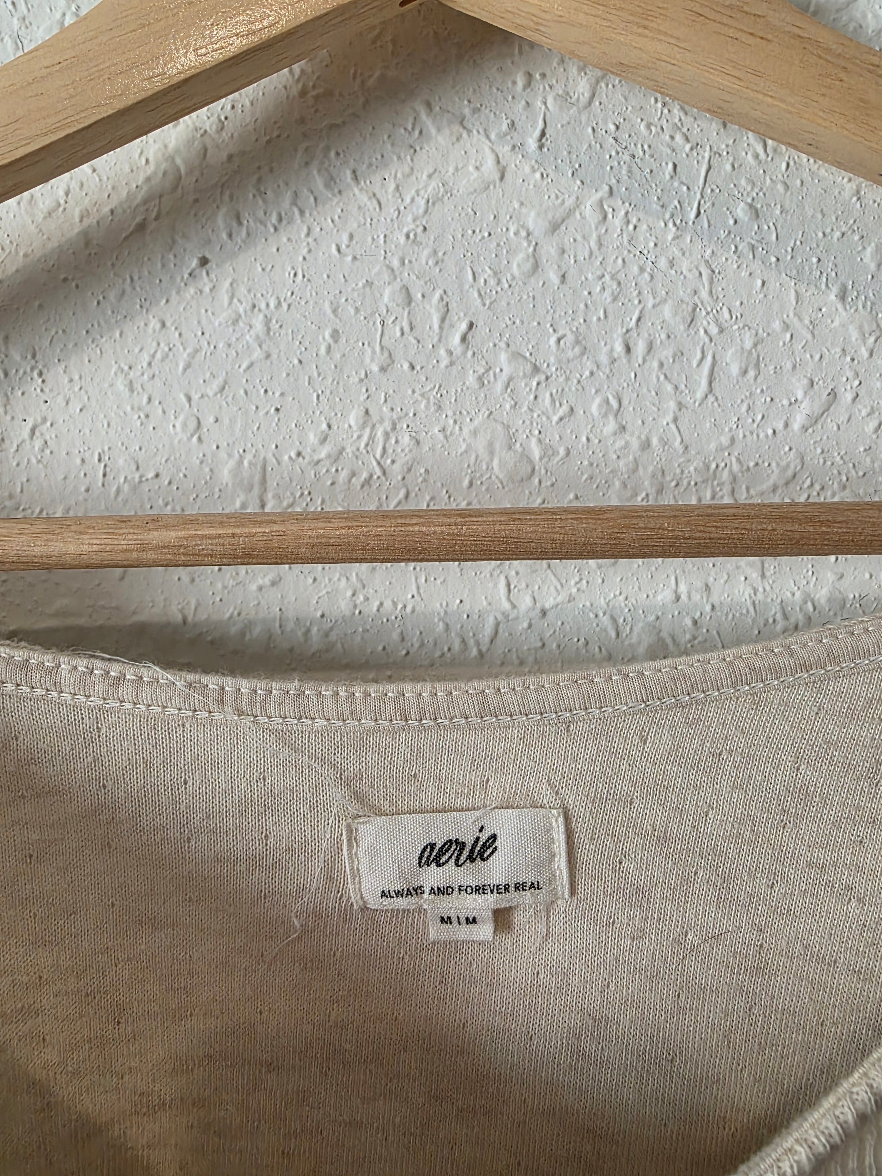 Aerie Oat Puff Sleeve Top (M)