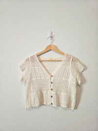 Cotton Crochet Knit Top (S)