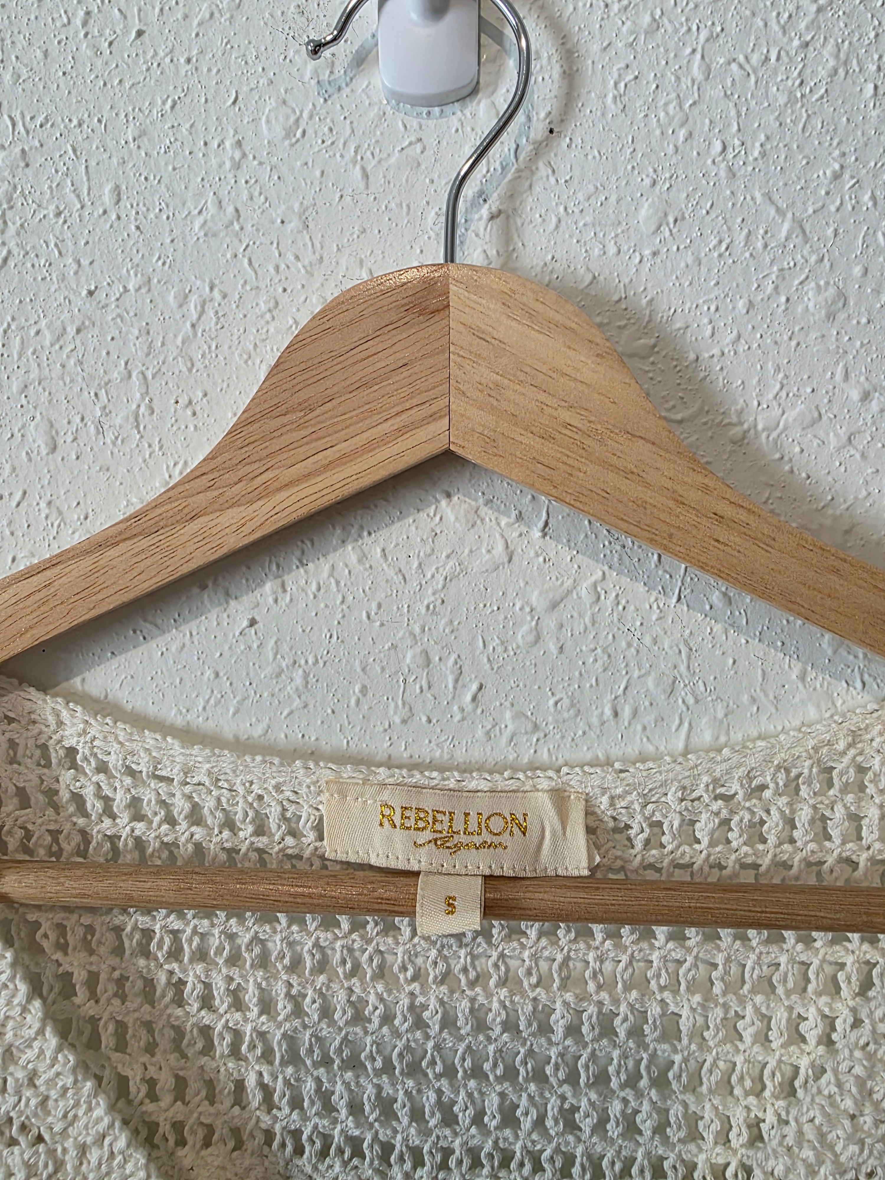 Cotton Crochet Knit Top (S)