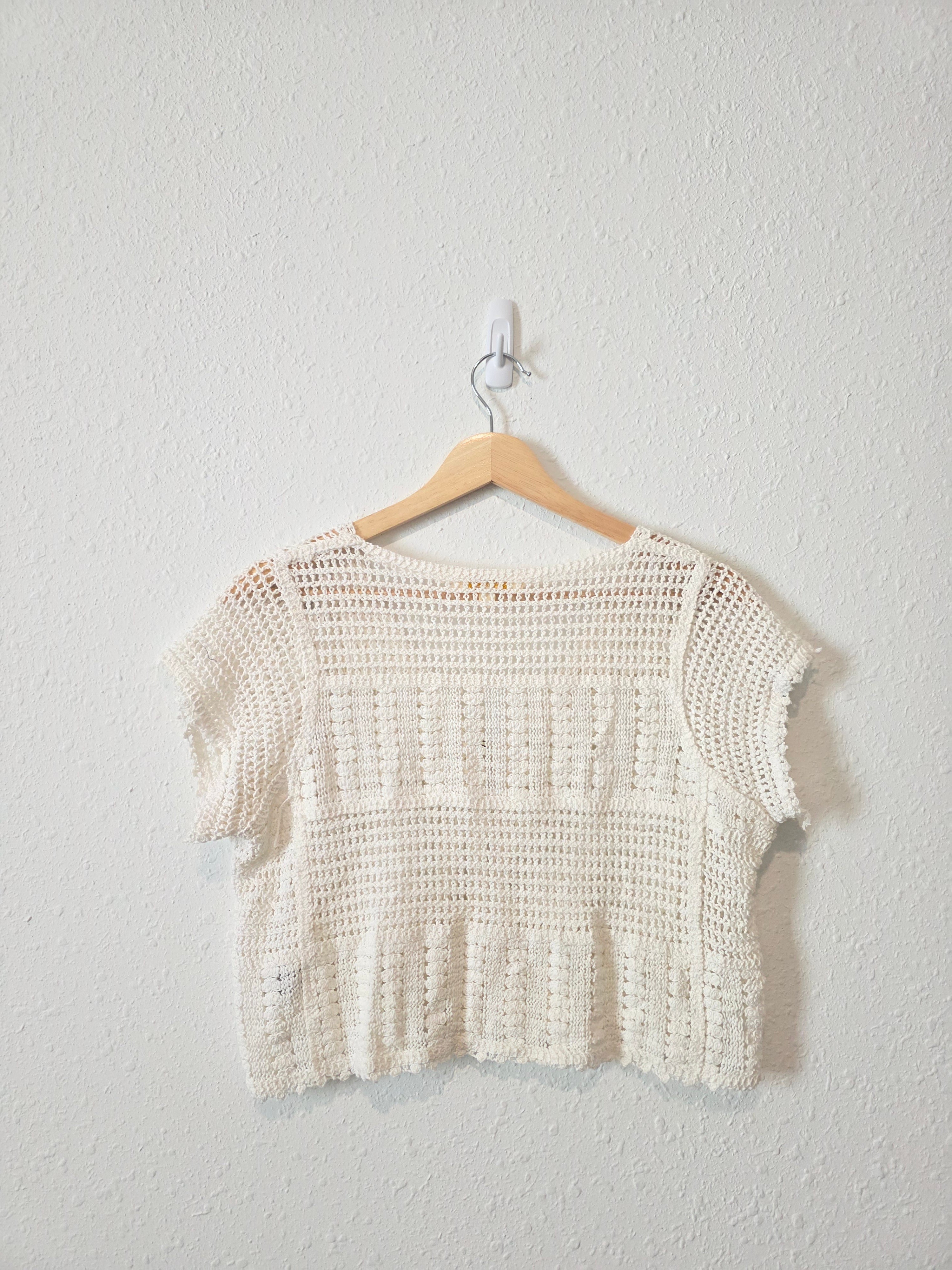Cotton Crochet Knit Top (S)