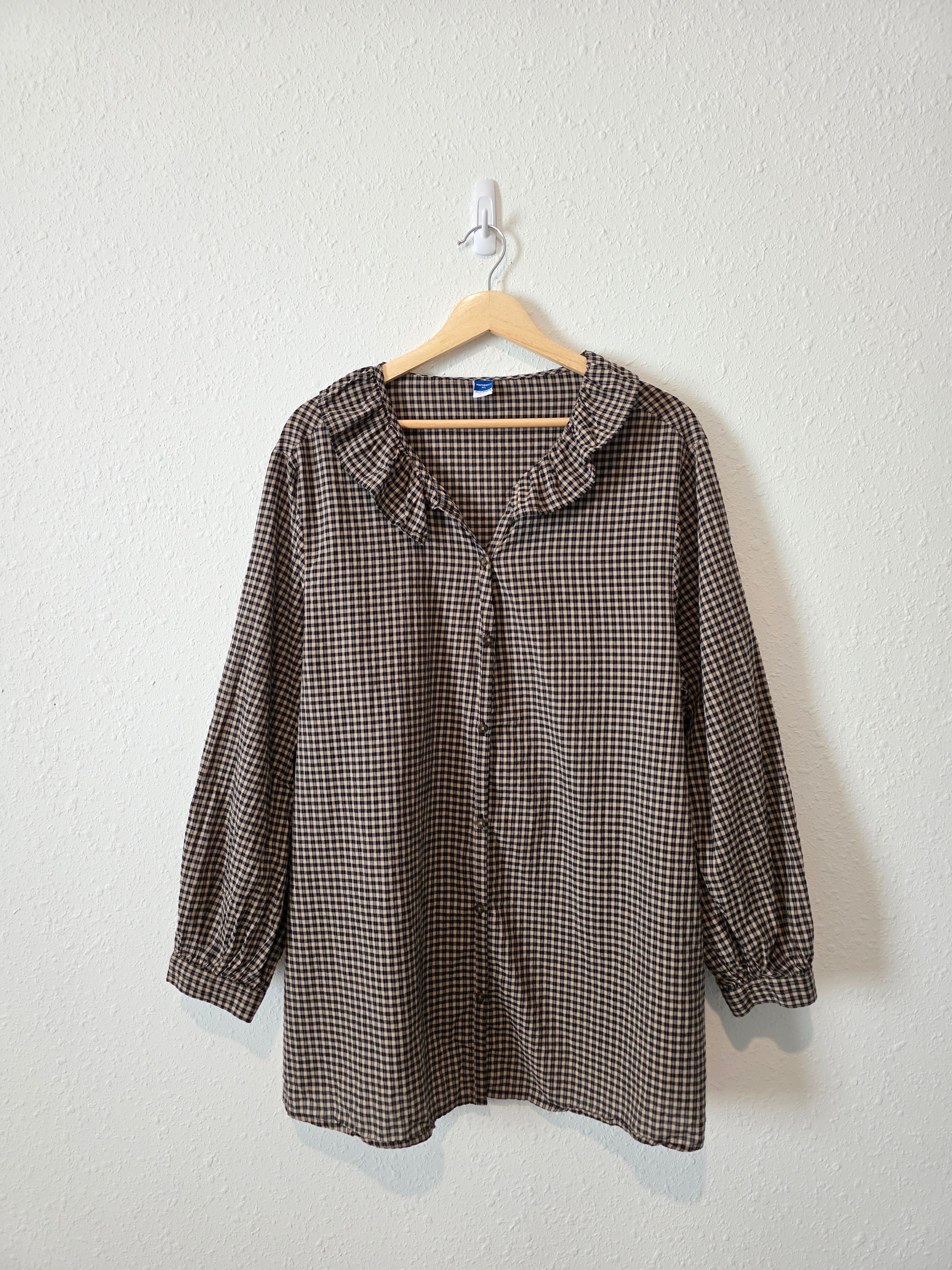 Gingham Collared Cotton Top (XL)
