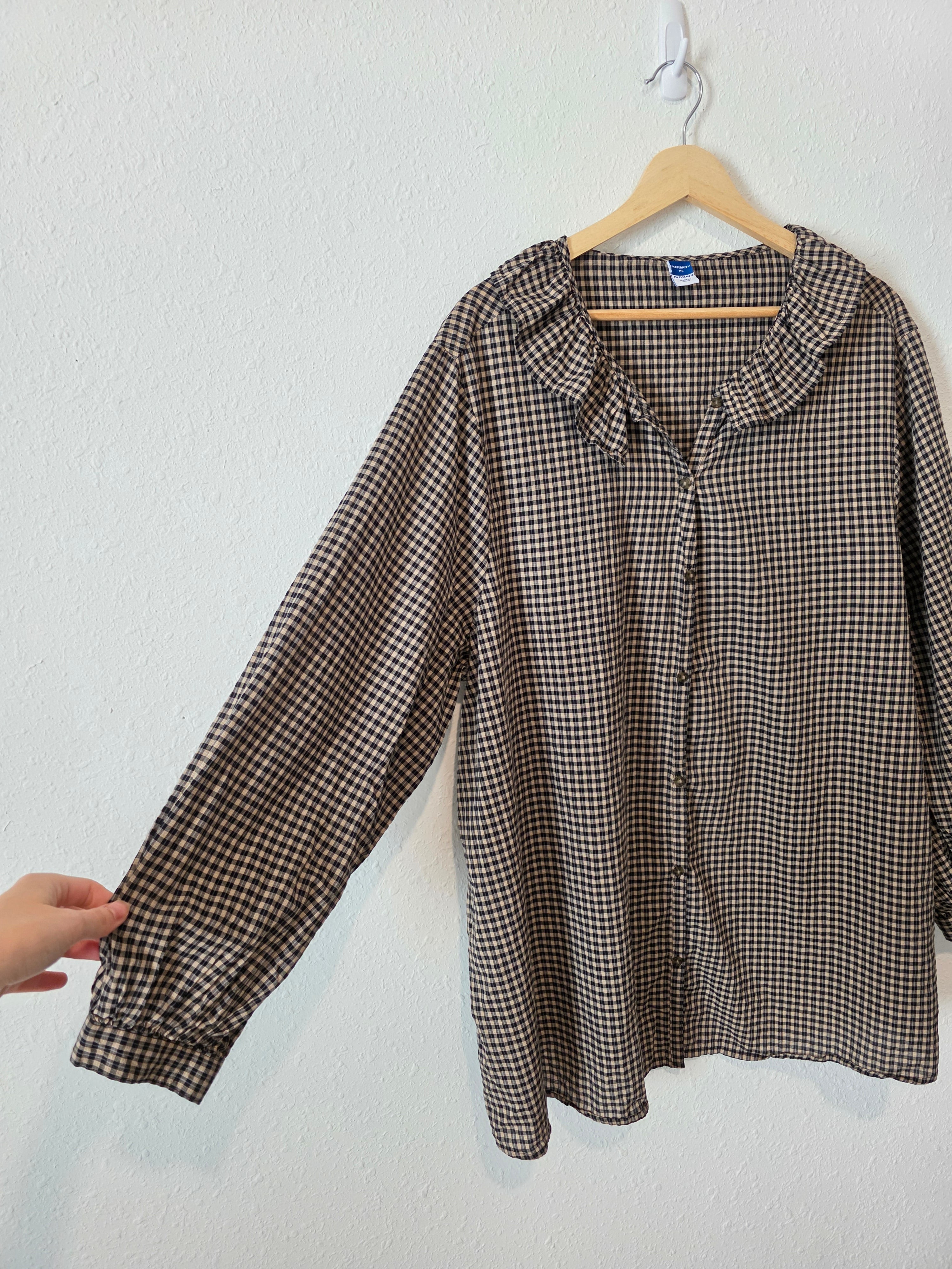 Gingham Collared Cotton Top (XL)