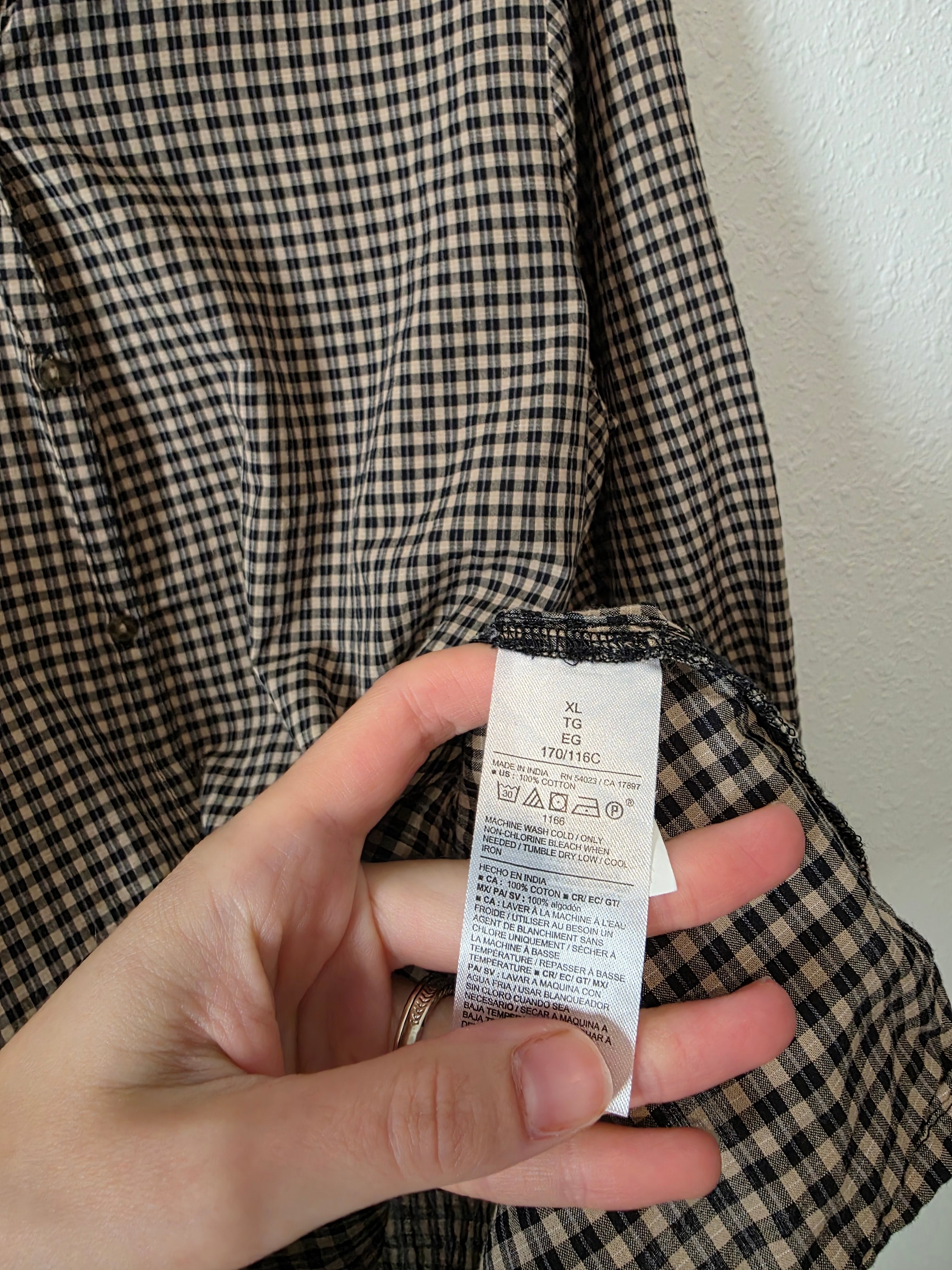 Gingham Collared Cotton Top (XL)