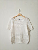 Relaxed Crochet Cotton Knit Tee (S)