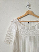 Relaxed Crochet Cotton Knit Tee (S)