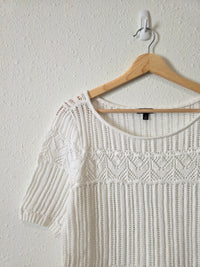 Relaxed Crochet Cotton Knit Tee (S)