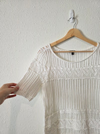 Relaxed Crochet Cotton Knit Tee (S)