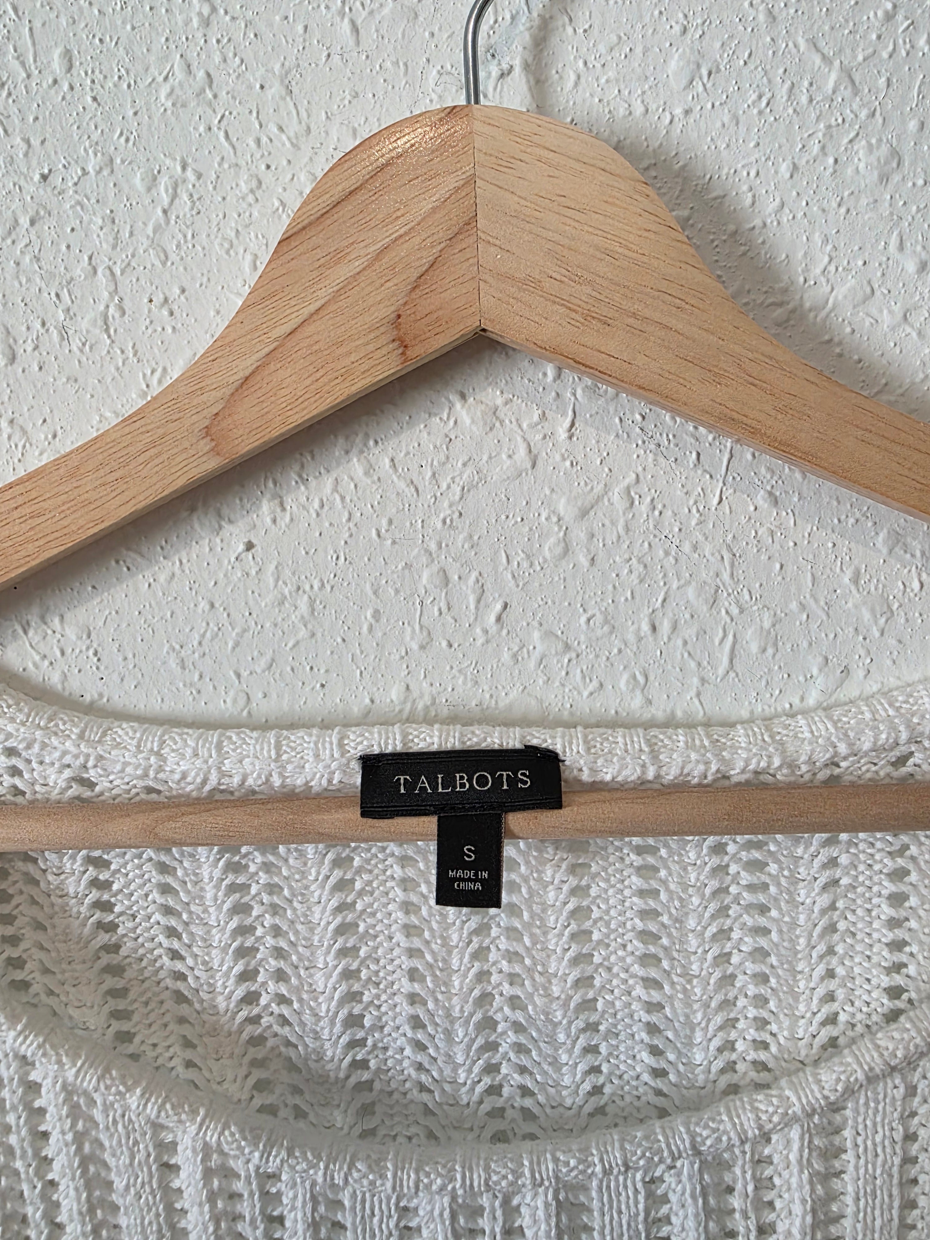 Relaxed Crochet Cotton Knit Tee (S)
