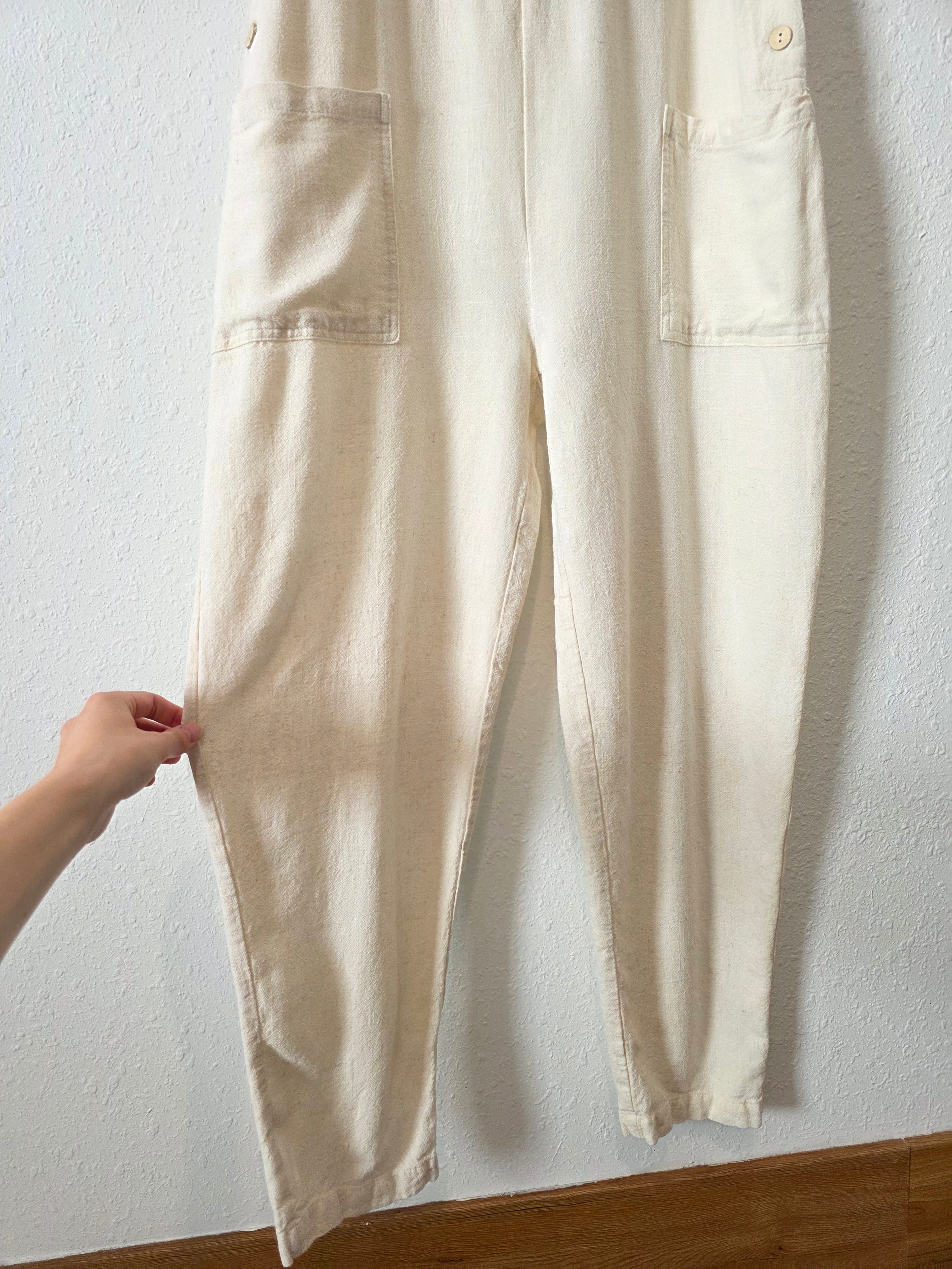 Oat Linen Blend Overalls (M)