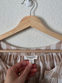Neutral Gingham Button Up Top (L)