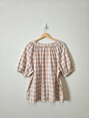 Neutral Gingham Button Up Top (L)