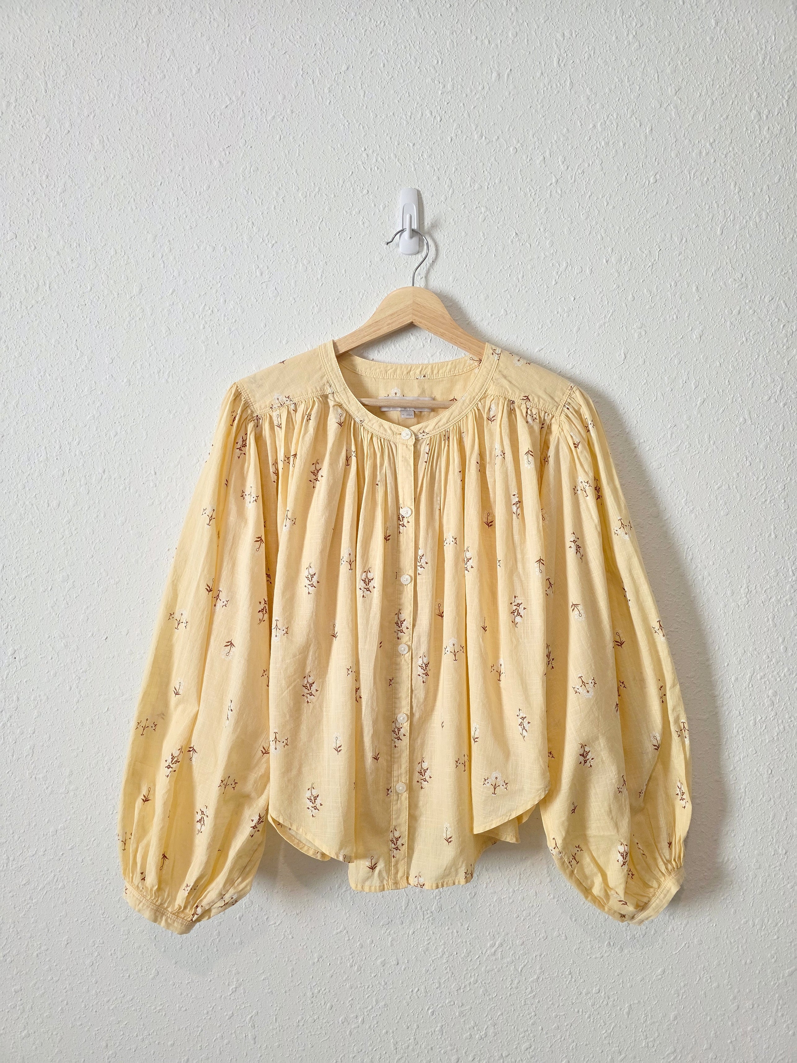 Yellow Floral Cotton Blouse (M)