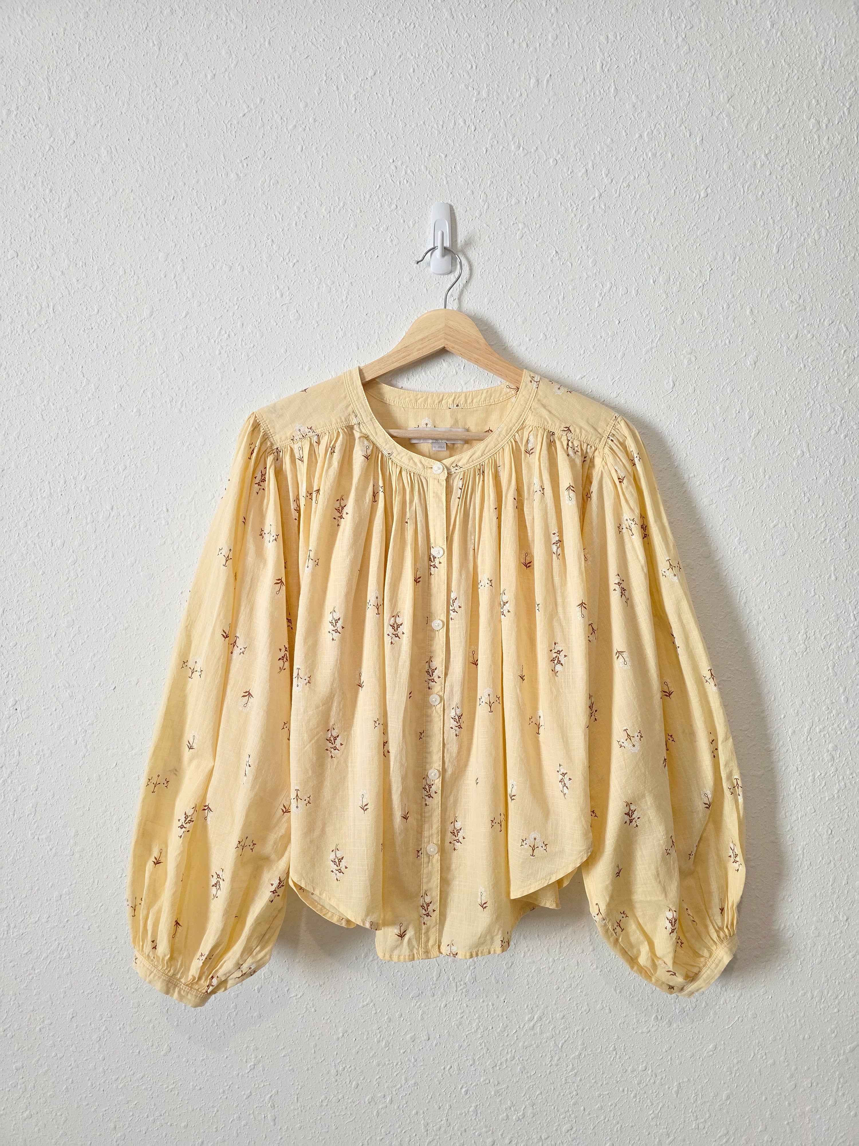 Yellow Floral Cotton Blouse (M)