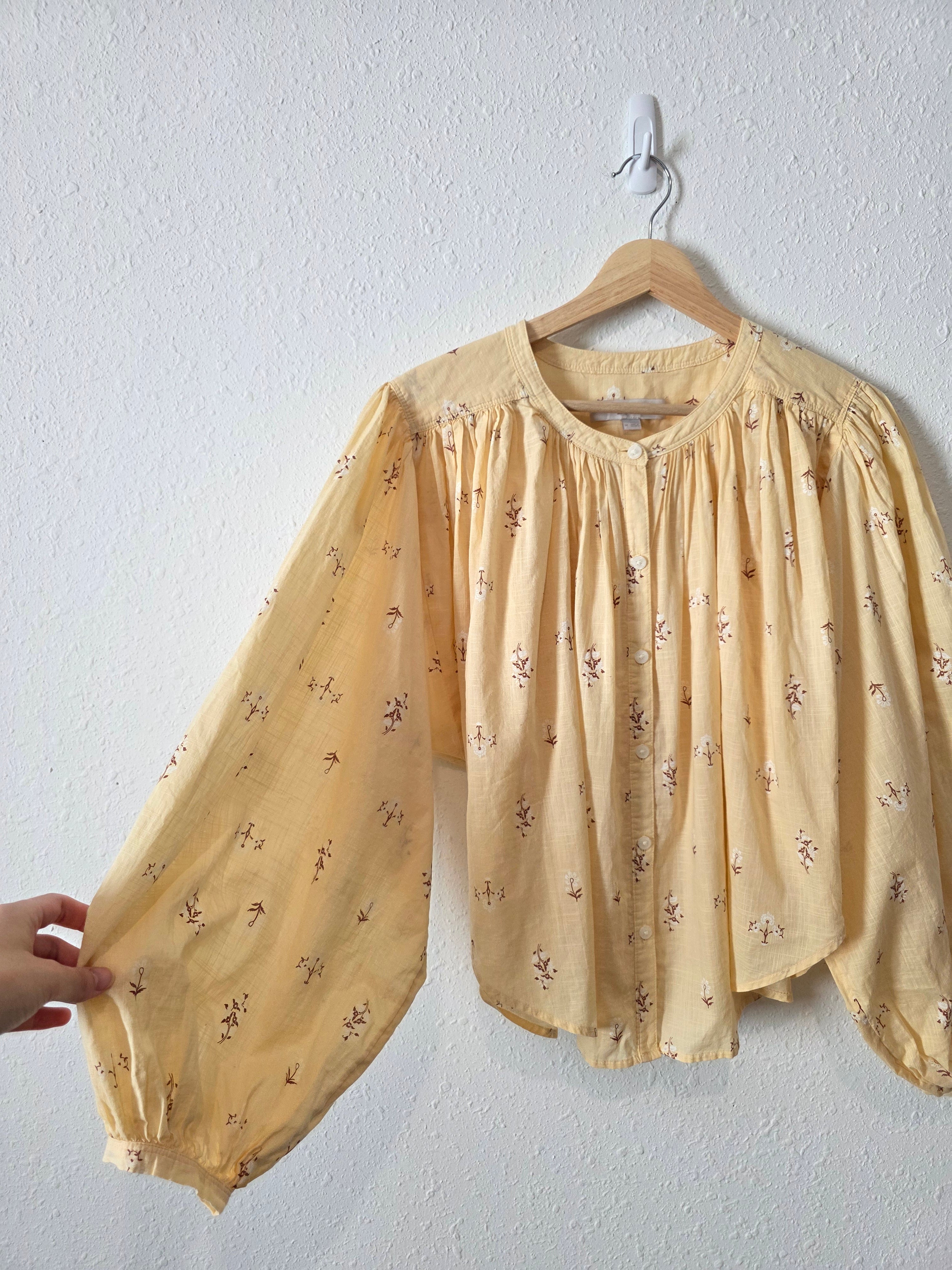 Yellow Floral Cotton Blouse (M)