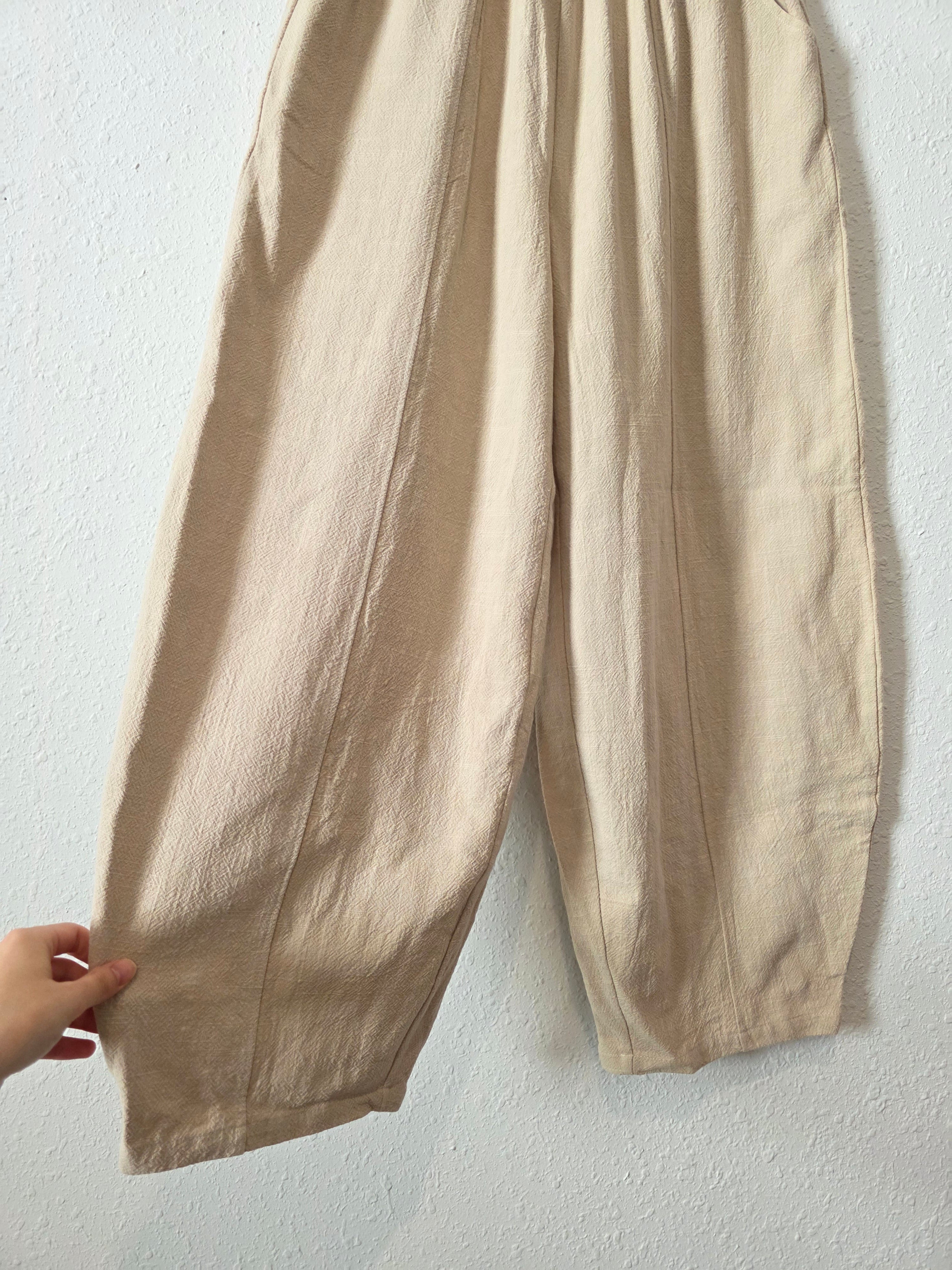NEW Linen Cotton Barrel Pants (M)
