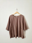 Brown Textured Cotton Top (L)