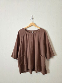 Brown Textured Cotton Top (L)
