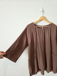 Brown Textured Cotton Top (L)