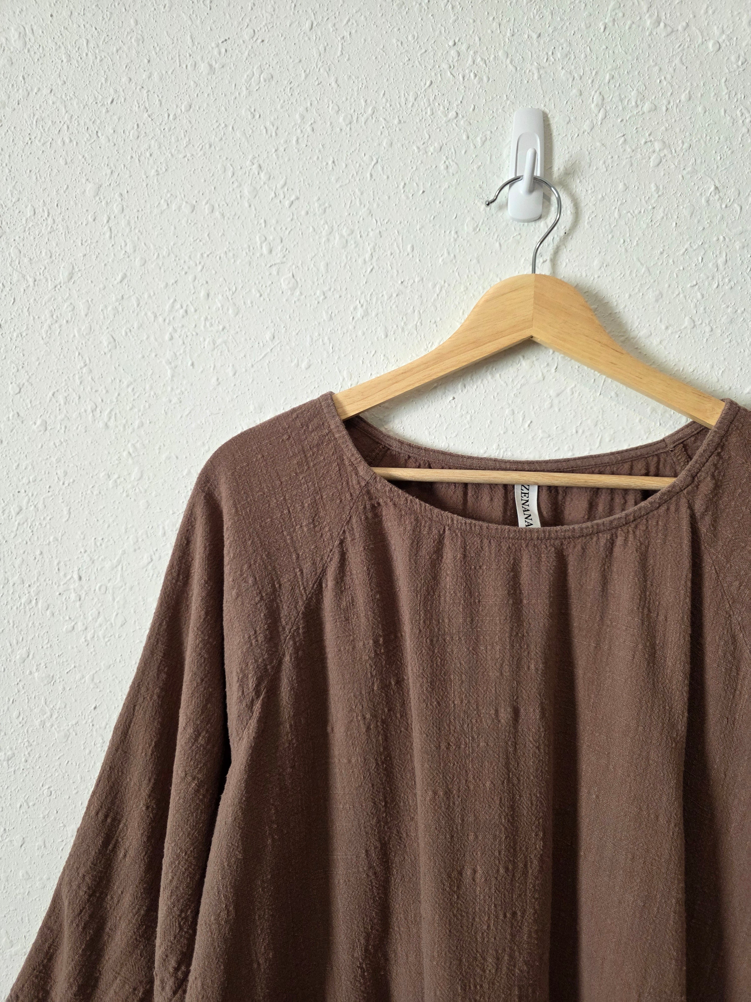 Brown Textured Cotton Top (L)