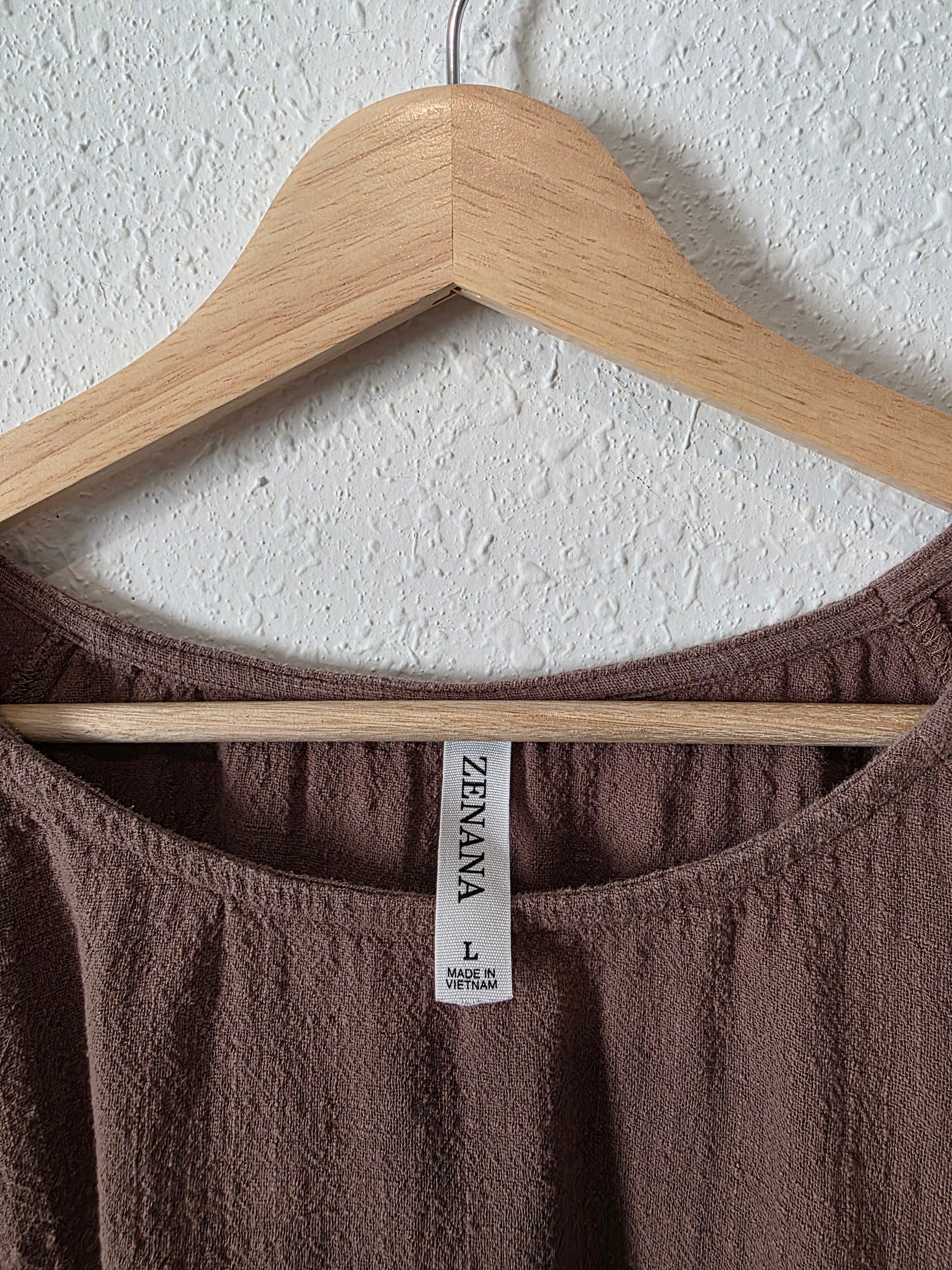 Brown Textured Cotton Top (L)