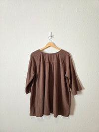 Brown Textured Cotton Top (L)