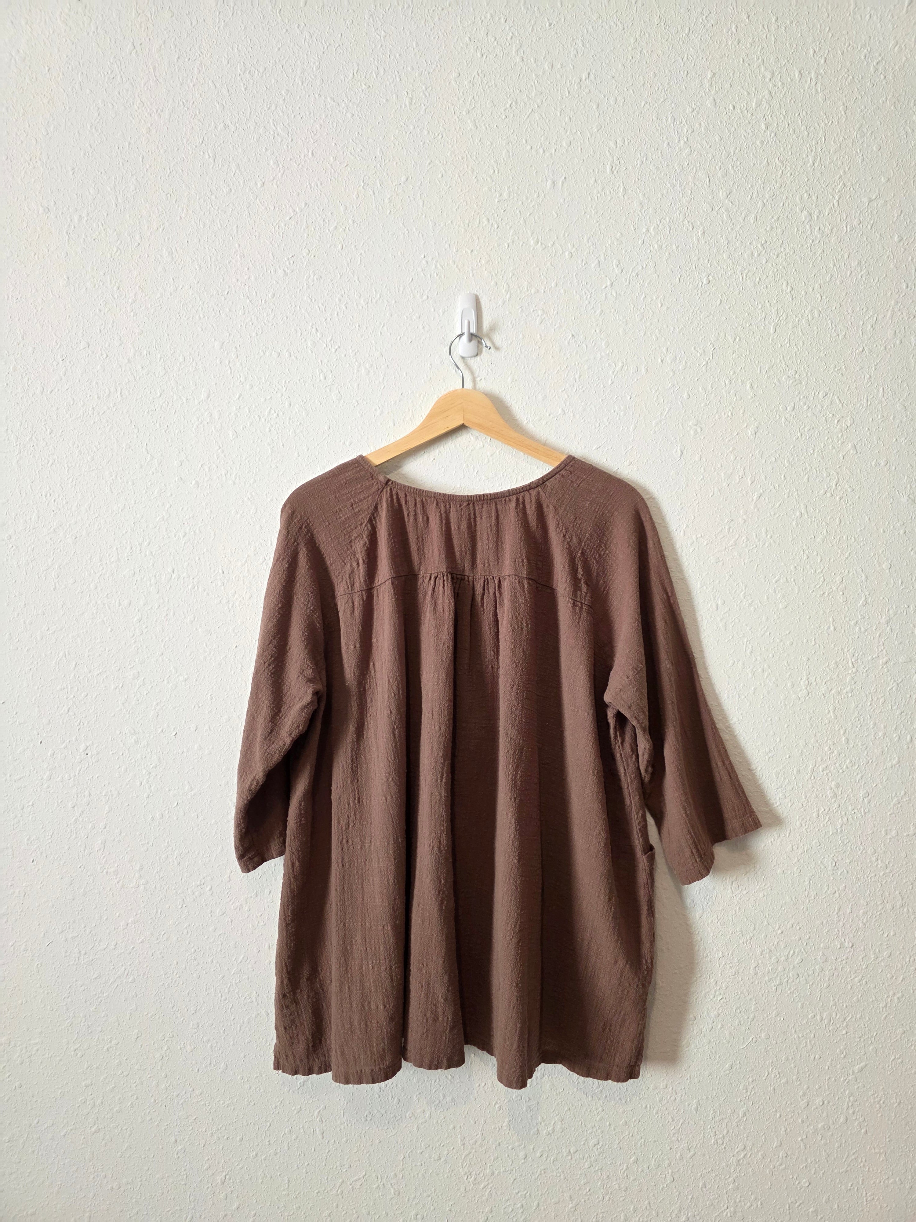 Brown Textured Cotton Top (L)