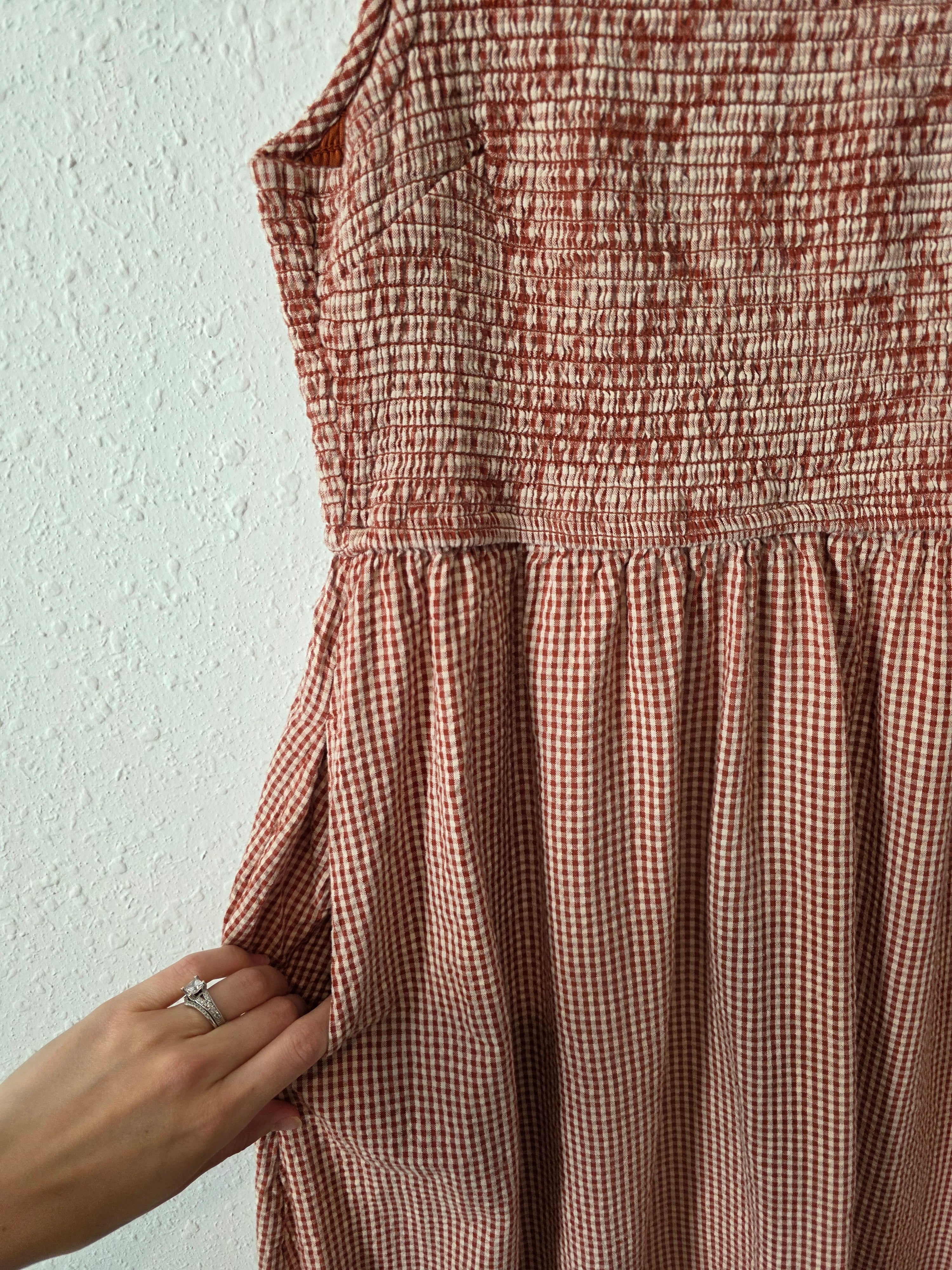 Japna Gingham Cotton Midi Dress (M)