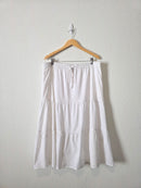 White Tiered Cotton Midi Skirt (XL)