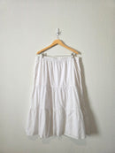 White Tiered Cotton Midi Skirt (XL)