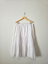 White Tiered Cotton Midi Skirt (XL)