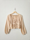 Cotton Gauze Tie Front Top (S)