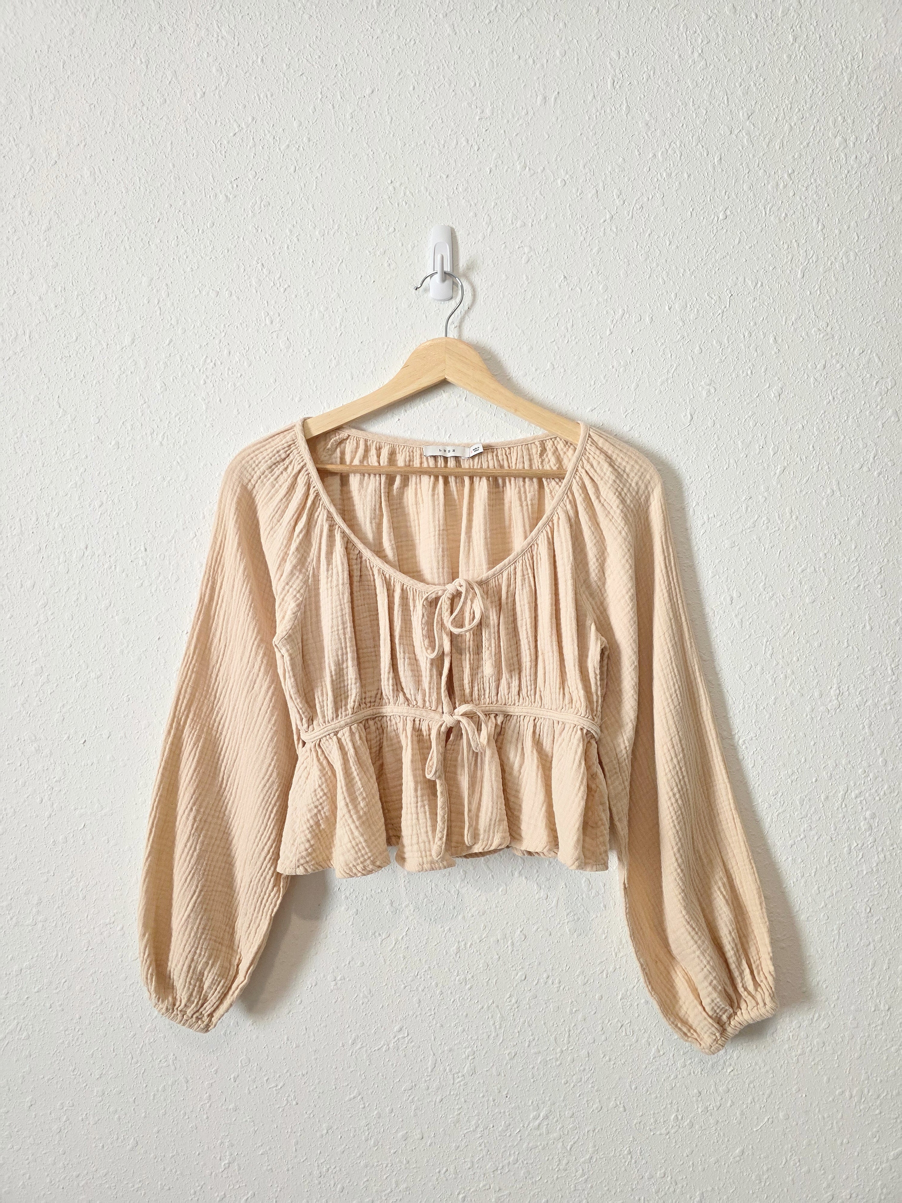 Cotton Gauze Tie Front Top (S)
