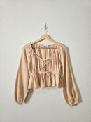 Cotton Gauze Tie Front Top (S)